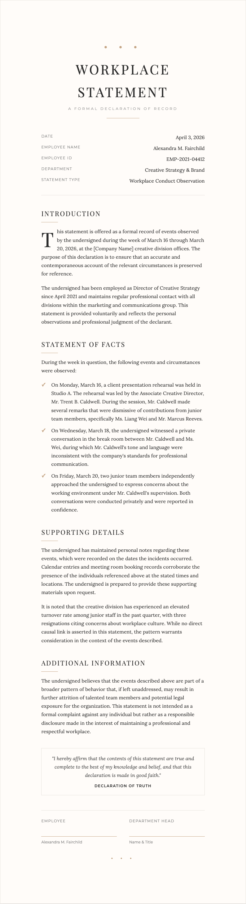 Elegant sophisticated workplace statement